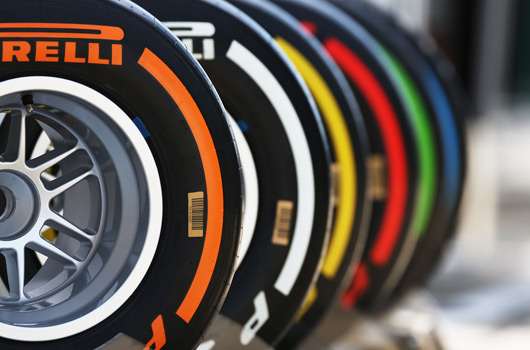 Pirelli tyres on display at 2013 British Grand Prix