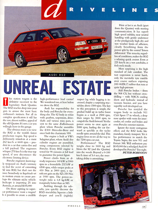 Audi RS2 - Wheels, December 1994