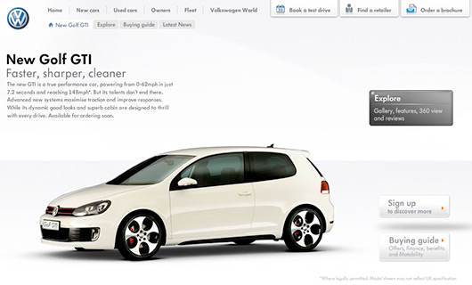 Volkswagen Golf GTI - UK website