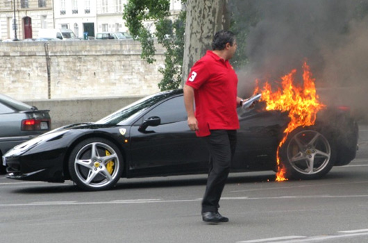 Ferrari 458 Italia fire The gentleman you see above got a bit of a fright