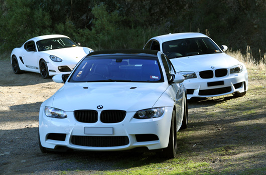 BMW 1M v Porsche Cayman R v BMW M3
