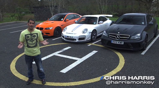 Chris Harris drives BMW M3 GTS, Mercedes C63 AMG Black and Porsche GT3 RS 4 litre