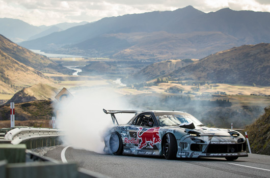 Mad Mike drifting on the Crown Range in New Zealand