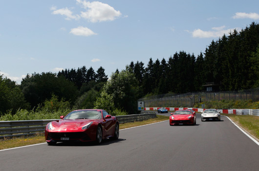 Ferrari F12 berlinetta gathering at the Nurburgring