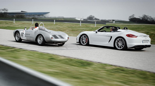 Mark Webber and a pair of Porsche Spyders